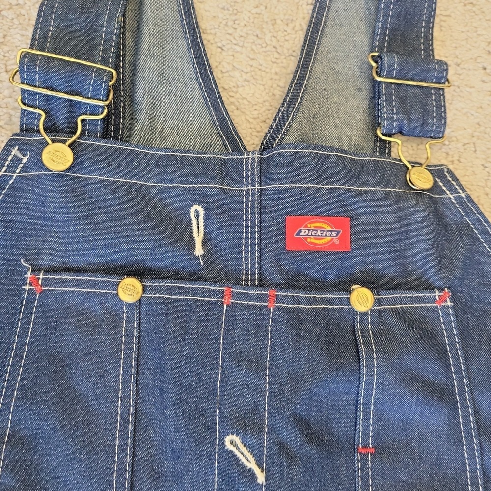 Dickies Dungarees Adult 42x32 Blue Overalls Denim Bib Work Wear Carpenter Men - Picture 3 of 11